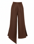 Brown wide-leg pants with a high waist on a white background