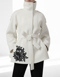 The Sculpt Funnel Coat with Flower Detail