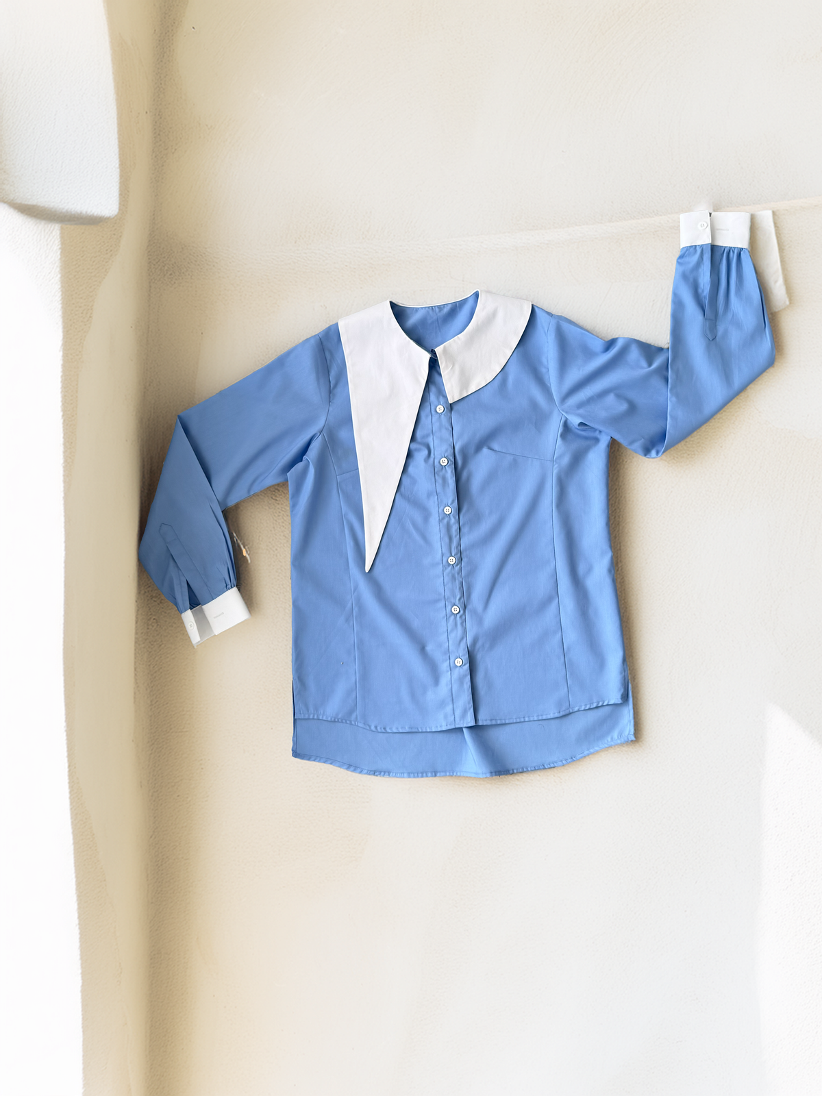 Miss Management Top in Crispy Cloud Blue, oversized cotton shirt by Ishq-e-Amore