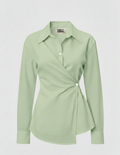 Green shirt with a collar on a white background asymmetrical confession top 