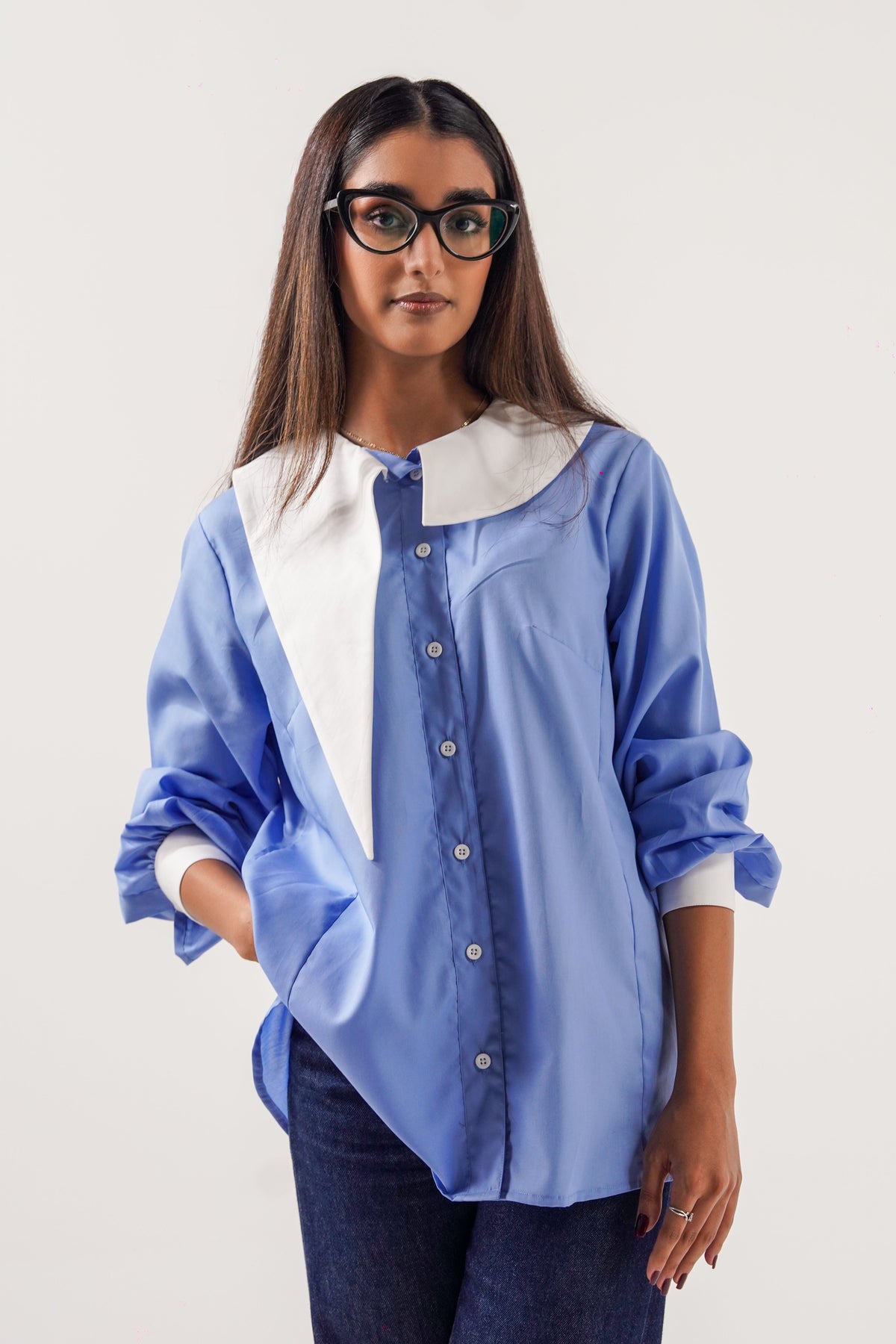 front view of oversized Miss Management Top, minimalist fashion Ishq-e-Amore