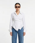 ishq e amore off duty asymmetric tailored top in cotton 