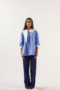 Miss Management Top in Crispy Cloud Blue, oversized cotton shirt by Ishq-e-Amore